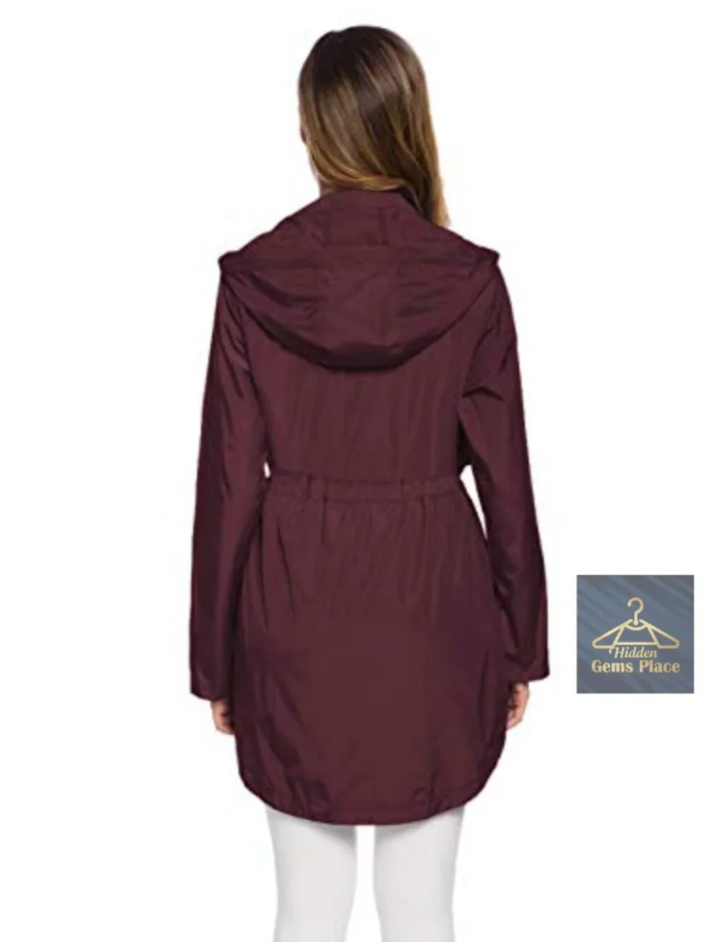 Women's Long Raincoat with Hood Lightweight Waterproof Rain Jacket Travel